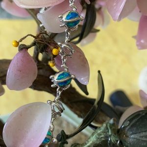 Vintage 925 fire opal turtle bracelet